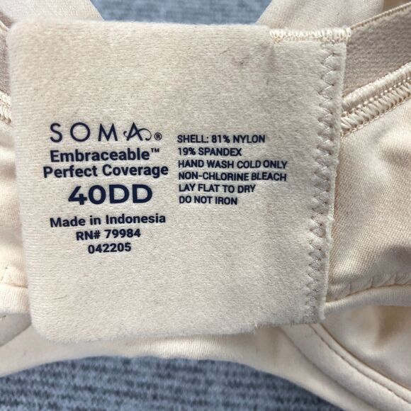 Soma Women’s Embraceable Perfect Coverage Bra Size 40 DD -Pale Sand - $49 - Picture 16 of 16
